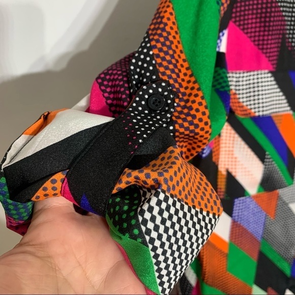 Calvin Klein multicolor long tab sleeve career blouse small women’s professional - Picture 2 of 6